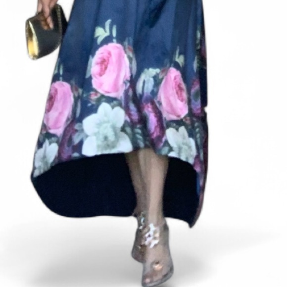 Chi Chi London Navy Floral High Low Dress - Small - Picture 9 of 15